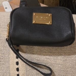 Michael Kors Black and Gold Wristlet